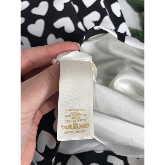 New Kate Spade Dancing Hearts Domino Short Dress Black Cream Feminine Cute Date - Picture 12 of 16